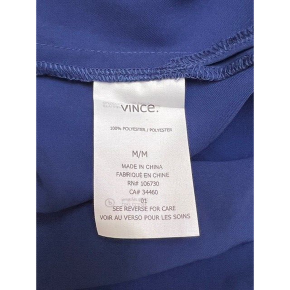 New VINCE Womens Medium M Long Blue Maxi Dress Long Sleeve V-Neck Retail $425 - Picture 6 of 12